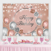 Lofaris Champagne Golden Silver Balloon Light Birthday Backdrop